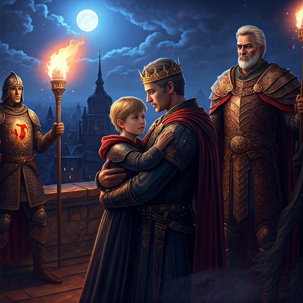 King and Son Rooftop Vigil in Nostalgic Style