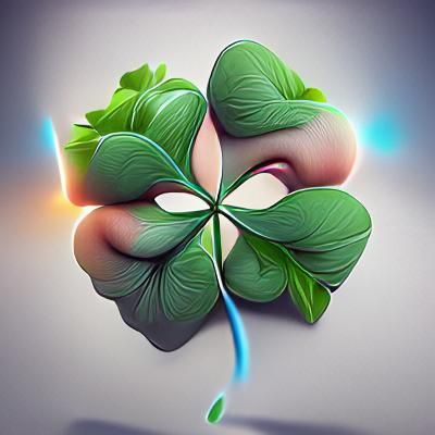 Magical Four Leaf Clover in 3D Digital Art