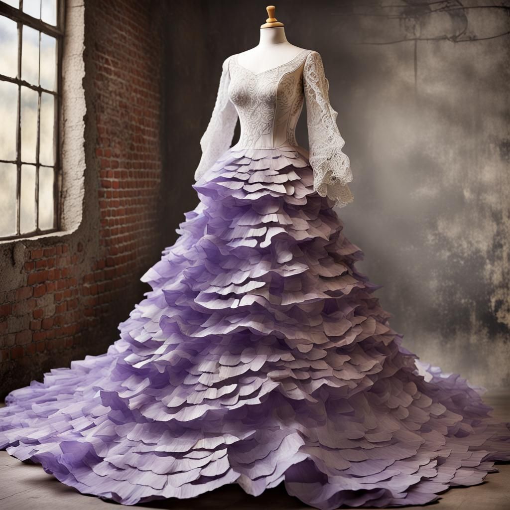 Fine Art Paper Collage :  Rustic Tiered Ripped Paper  Ball G...