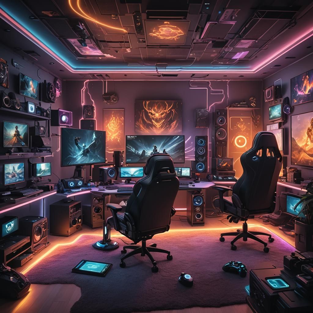 High-End Gaming Setup as Matte Painting