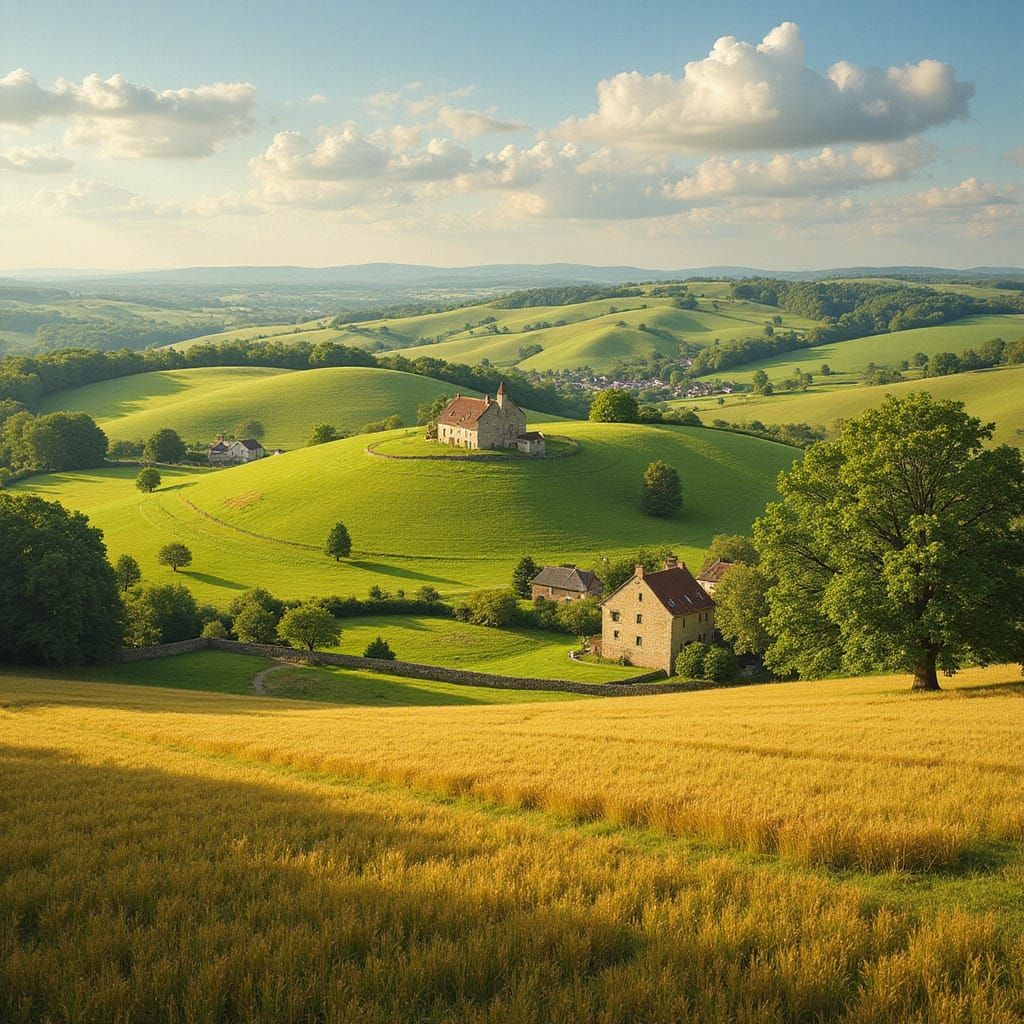 Idyllic Kingdom: Emerald Hills and Golden Fields