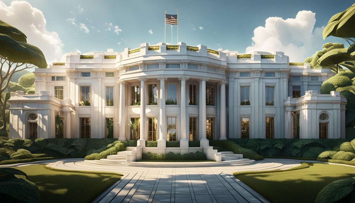 White House Art Deco Architecture in Fantasy Concept Art