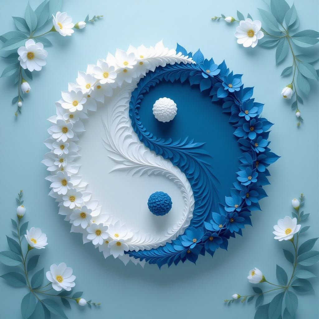 Yin and Yang Floral Design in Ethereal Style