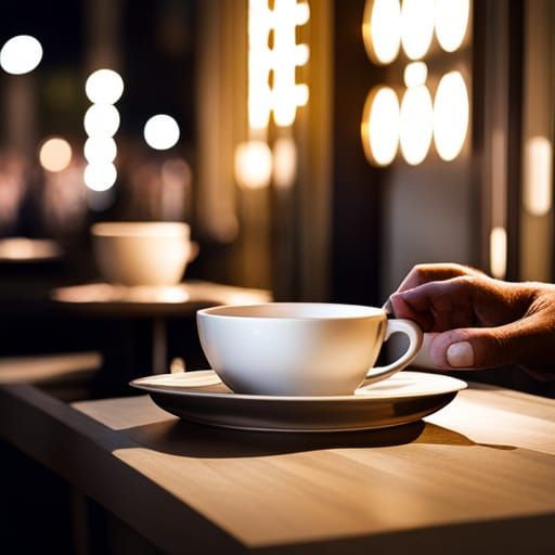 Night Cafe Scene with Dim Lighting and Soft Music