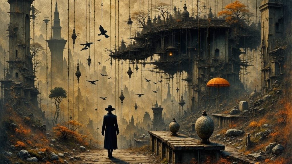 Surrealist Puppeteer Breaks Free in Abstract Reality