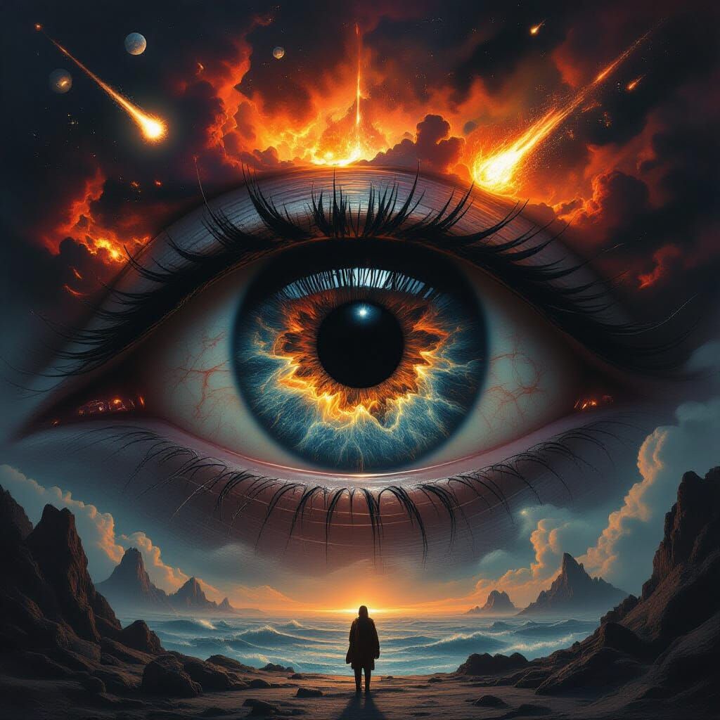 Cosmic Horror Eye Gazes at World Cataclysms