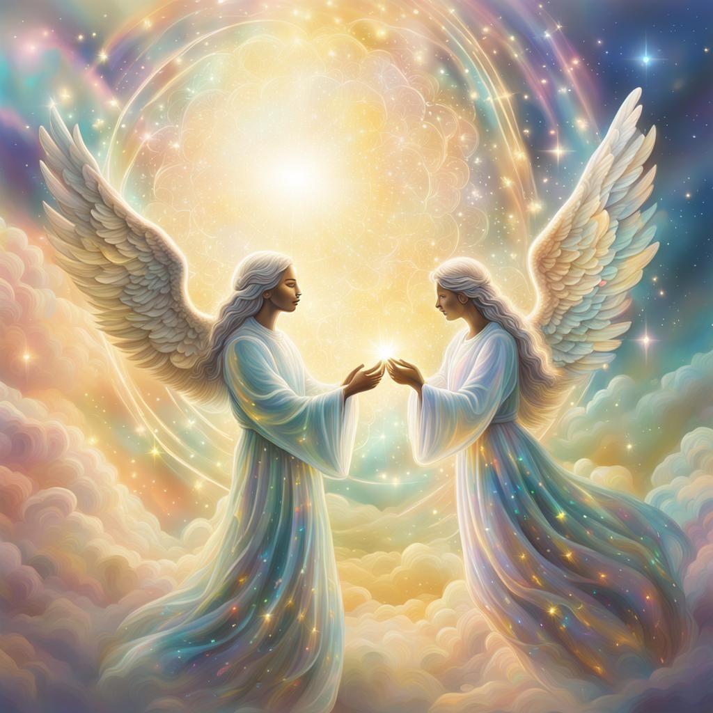 Angelic Love: Holographic Astral Illustration