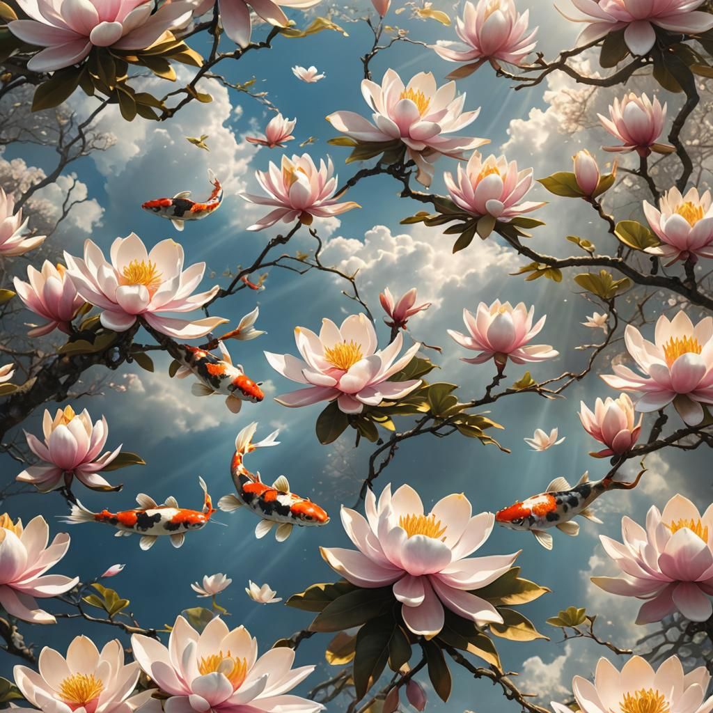 Magnolia Koi Sea Dragon in Divine Light