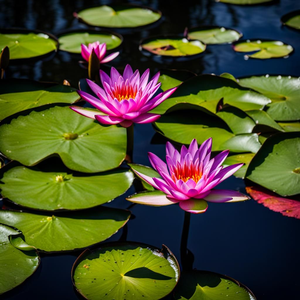 Water Lilies on a Pond: A Photorealistic Image