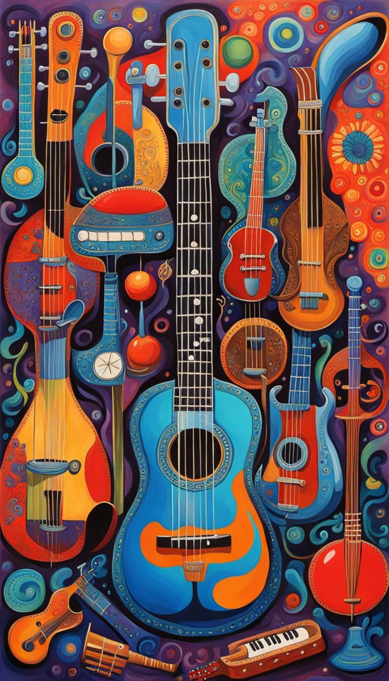 Surreal Instruments in Fauvist Pop Art Style
