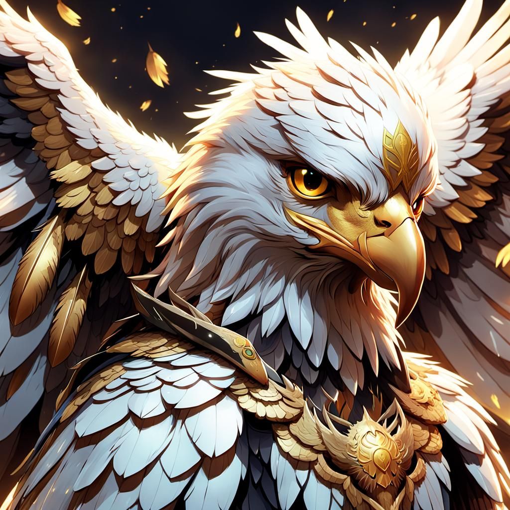 Three-Headed Eagle in Anime Style Concept Art