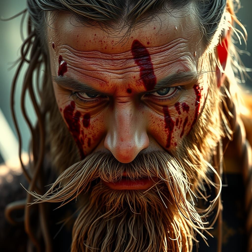 Furious Viking Warrior: Hyperrealistic Photographic Portrait