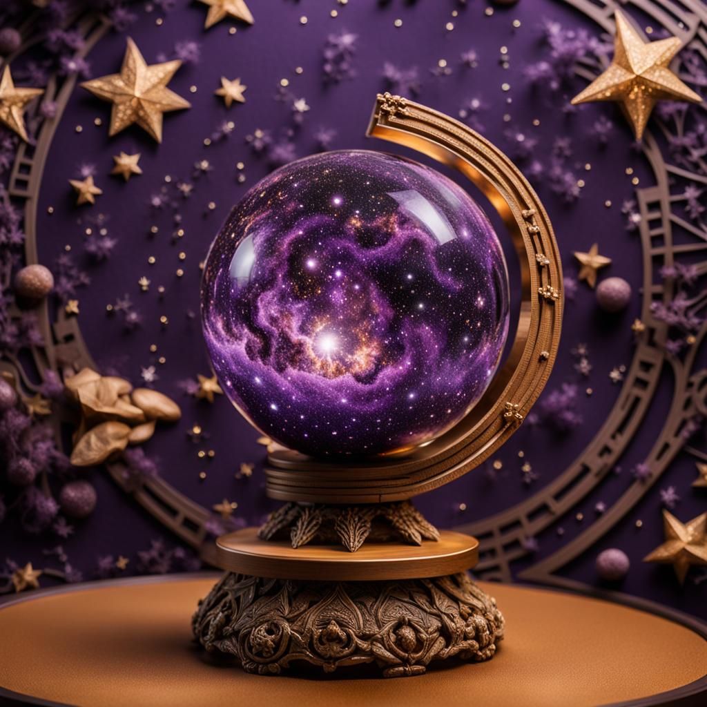 Crystal Ball Galaxy in Museum Exhibit: Detailed Matte Painti...