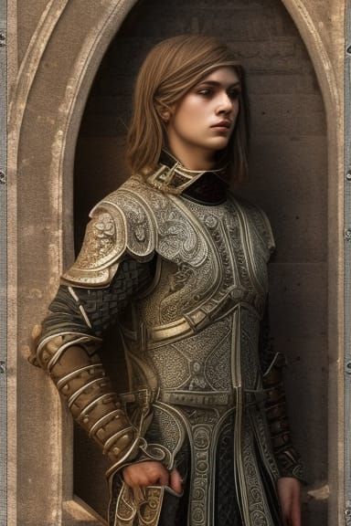 Bioluminescent Templar in Cosmic Temple, Hyperrealistic Art