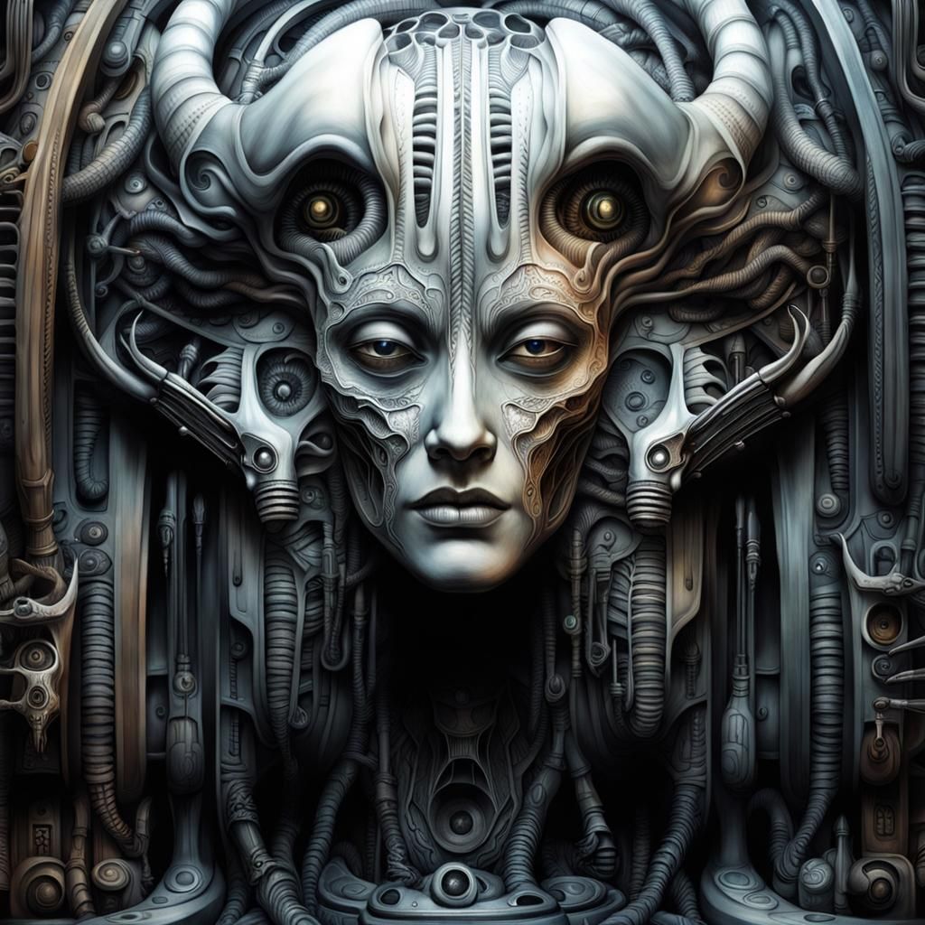 Biomechanical Design in Dark Surrealist Style