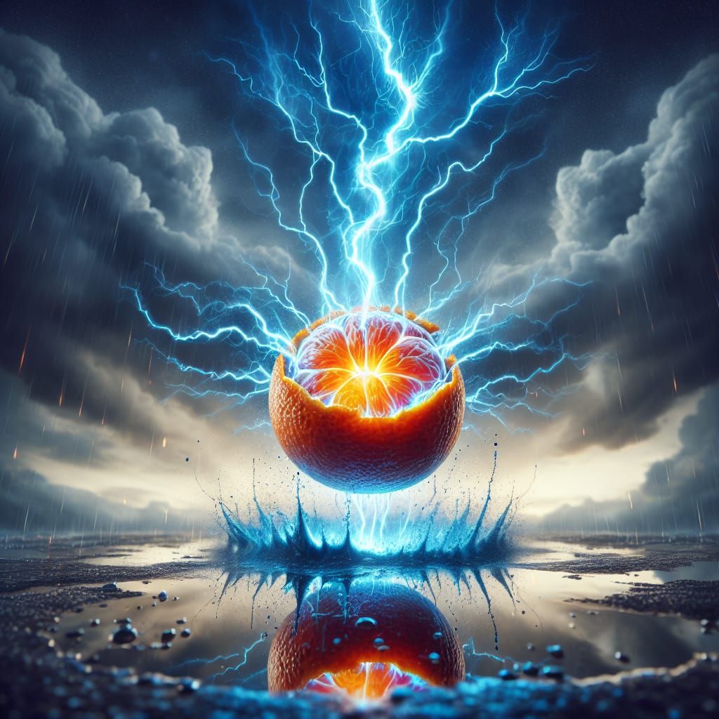 Exploding Tangerine with Blue Lightning
