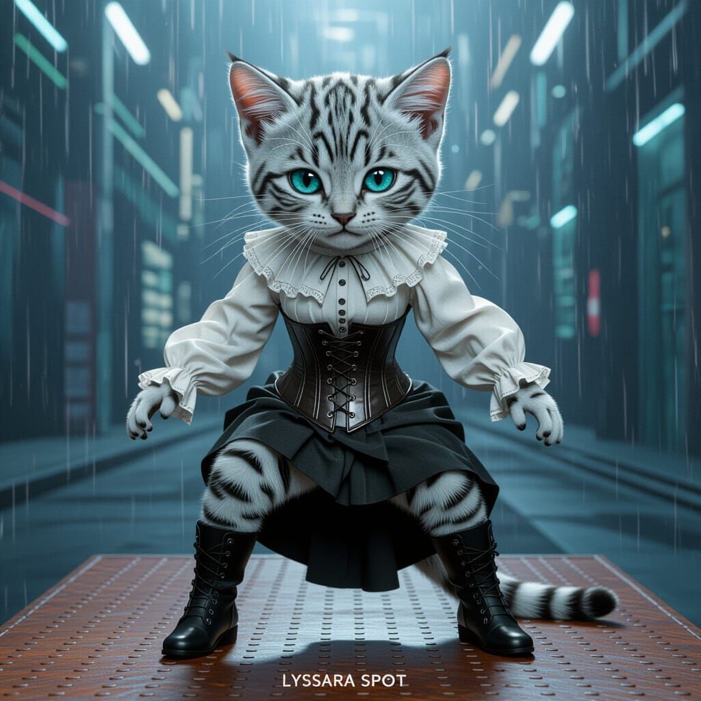 Anthropomorphic Ocicat Kitten in Cinematic Render