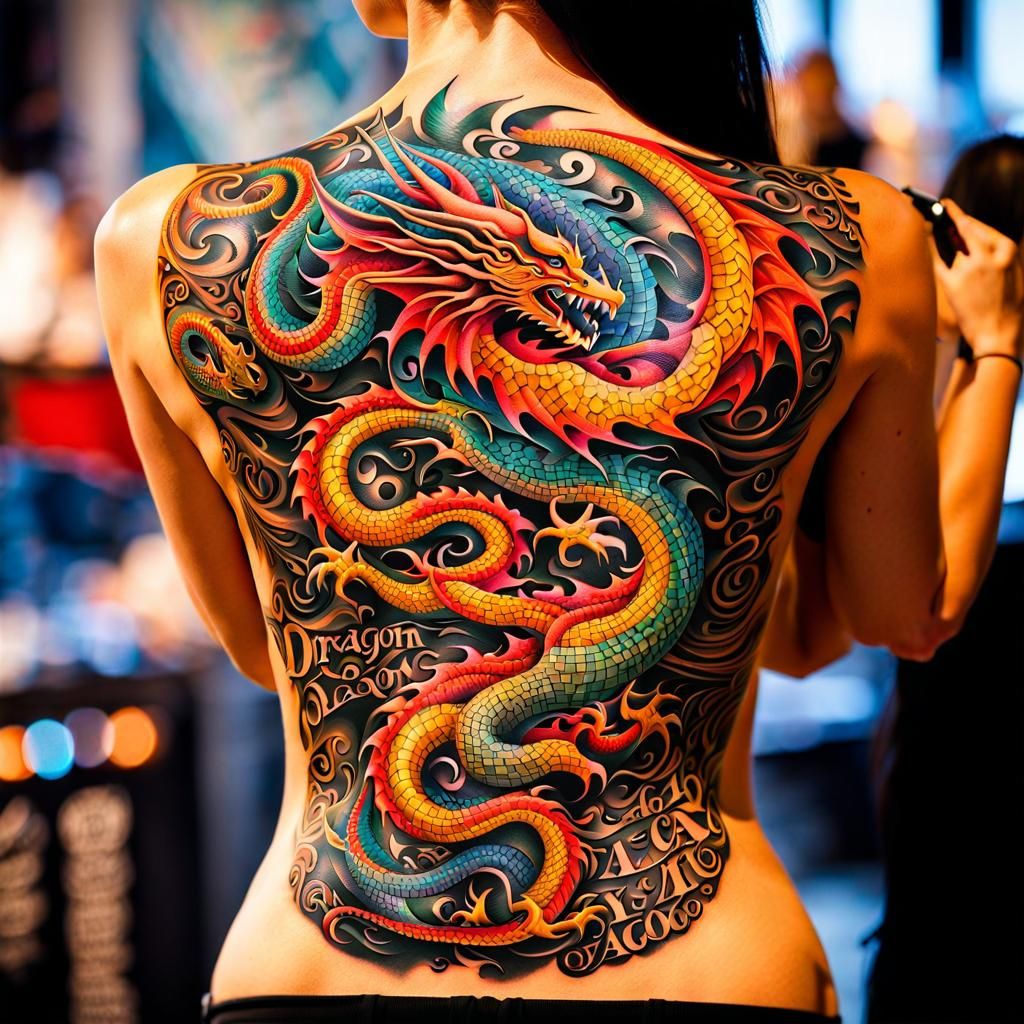 Dragon Word Cloud Tattoo Text Art