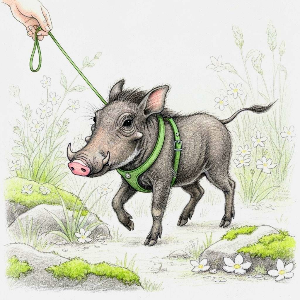 Pencil Sketch of a Pet Baby Warthog