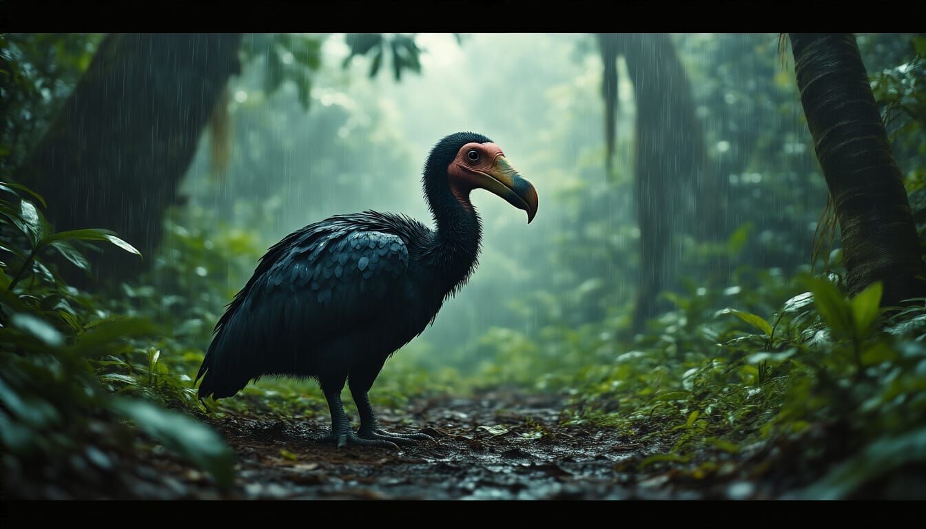 Lone Dodo in Subtropical Forest, Cinematic Photography