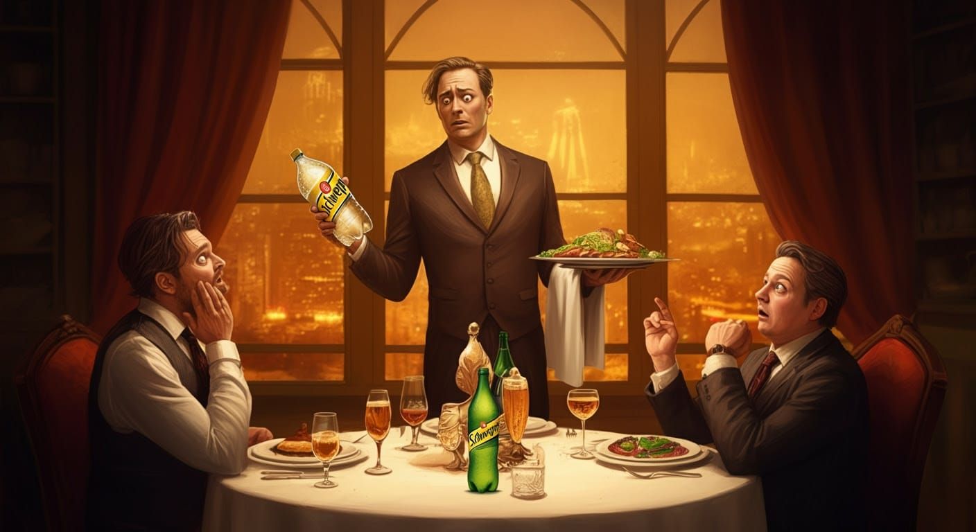 Realistic Comic Art of Schweppes Reveal Moment