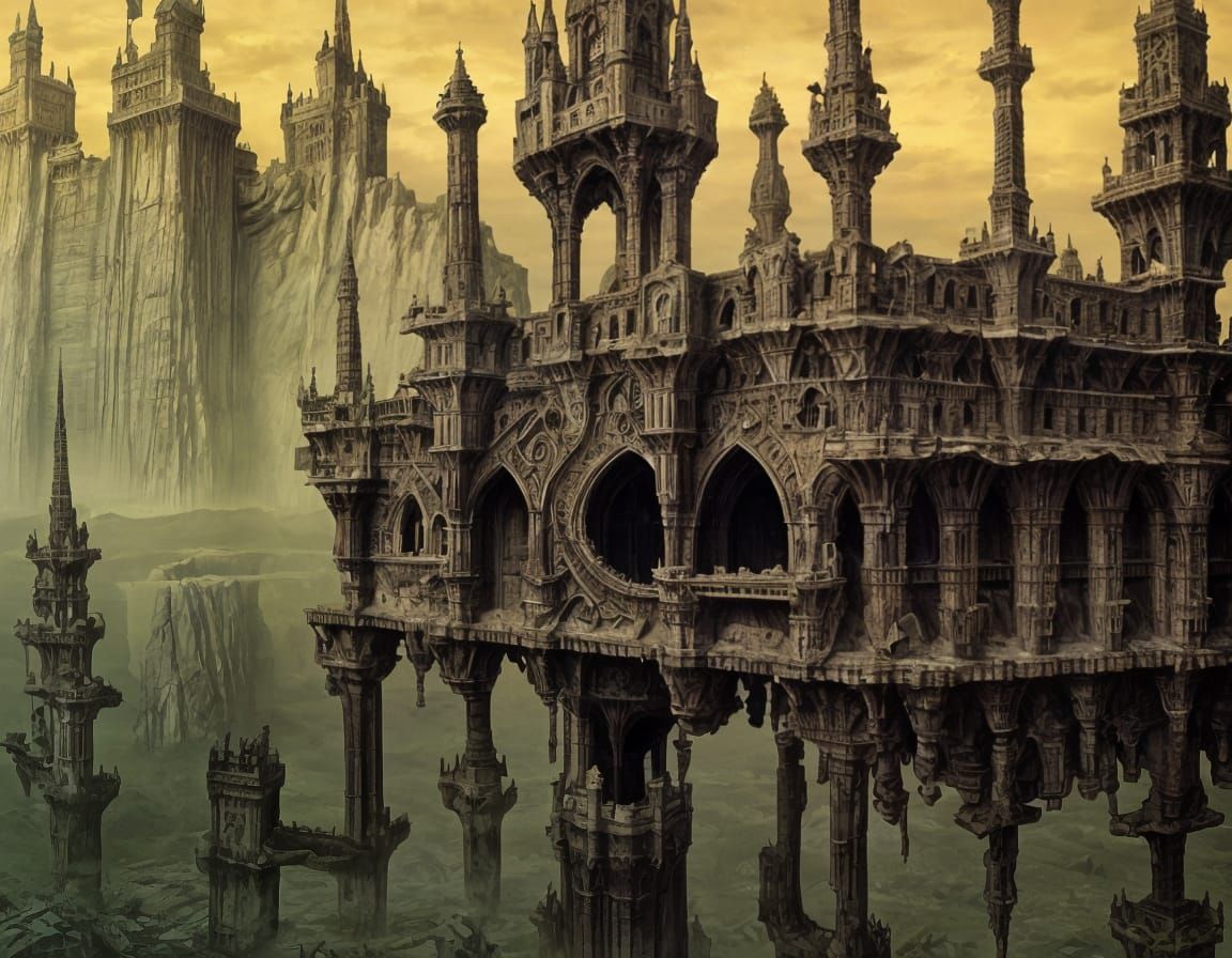 Surreal Castle Forms Blended Organic Architecture in Mid Air