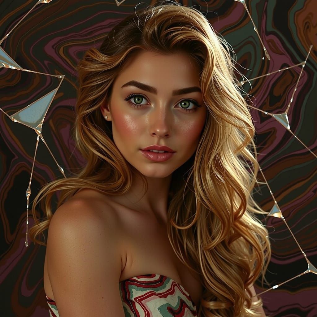 Abstract Swirling Gelato Colors with Bold Stripes