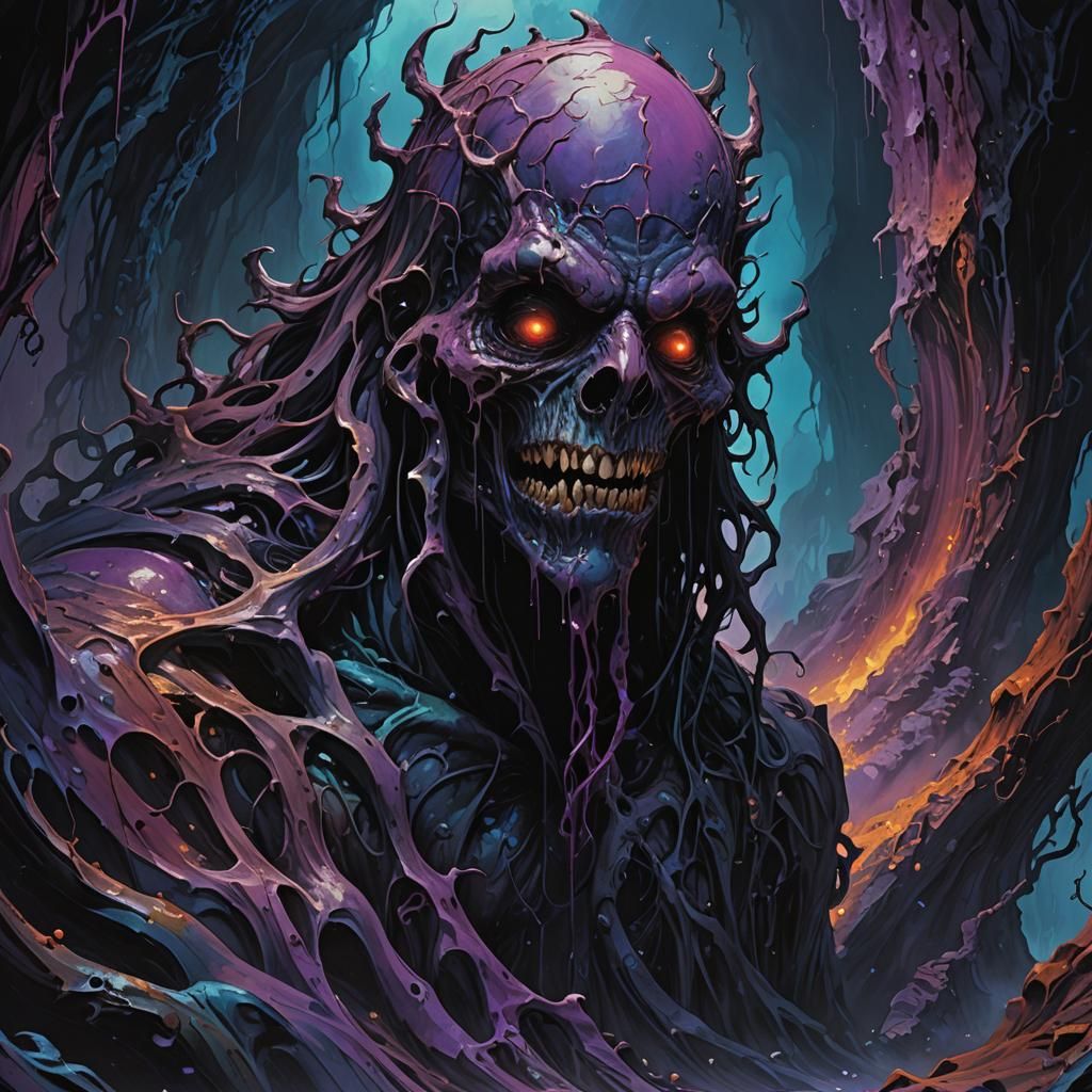 Sinister Walldrooping in Dark Fantasy Illustration