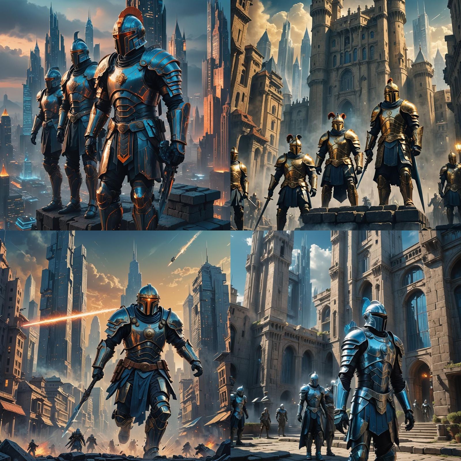 Futuristic Roman Warriors and Medieval Skyscrapers