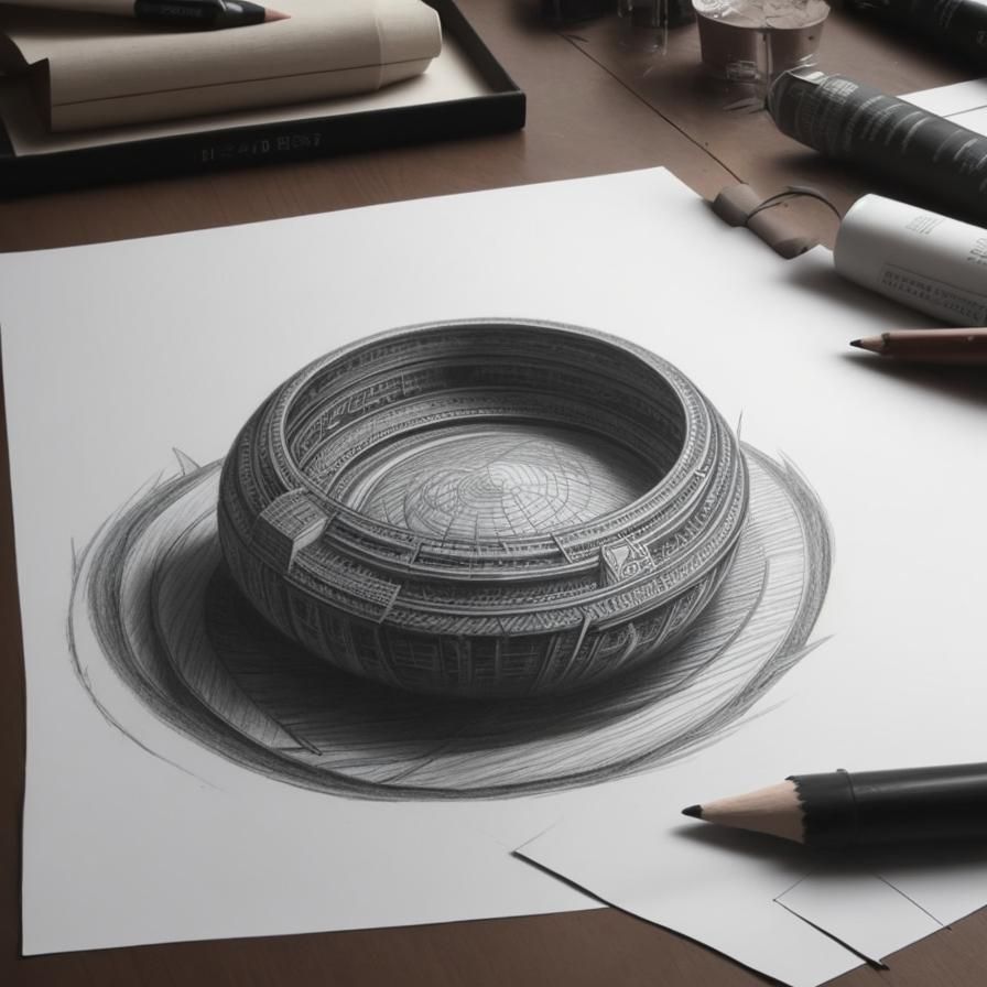 Hyperdetailed 3D Optical Illusion Charcoal Drawing