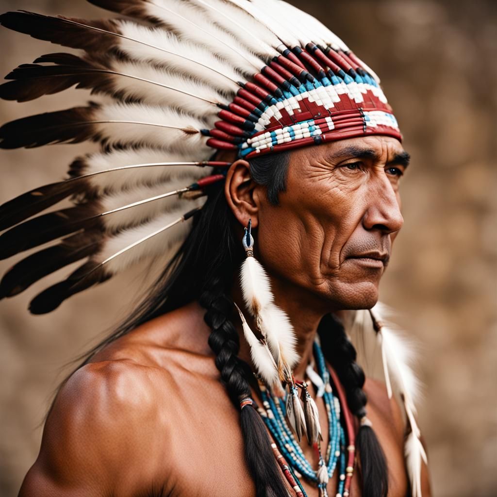 Native American Portrait in Digital Art Style