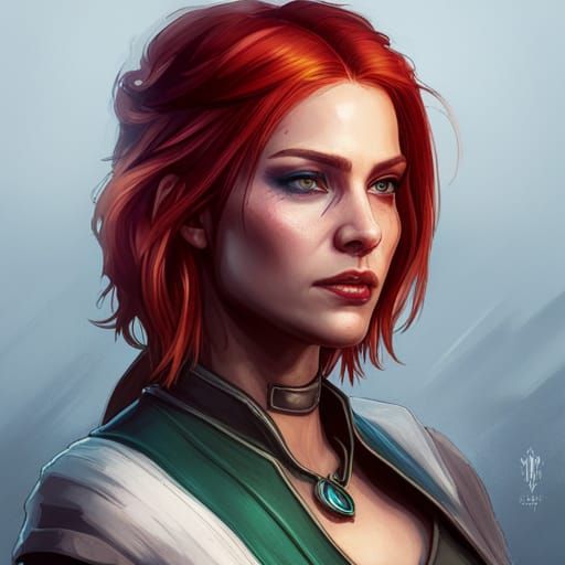 Cyberpunk Portrait of Fiery Haired Woman