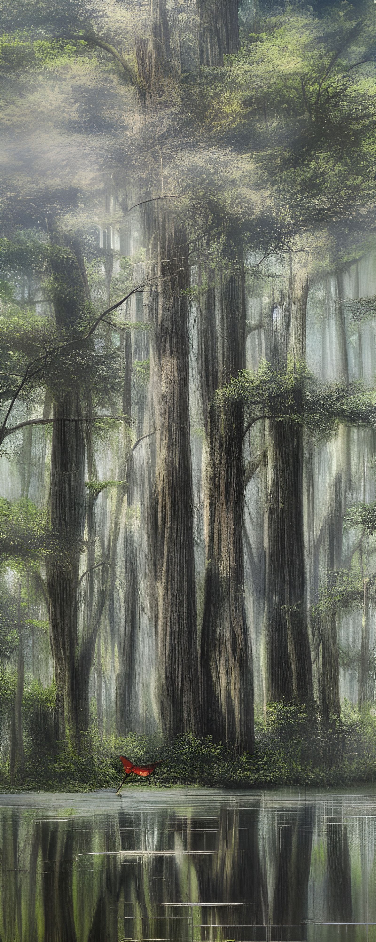 Bloodhounds in Cypress Swamp: Hyperrealistic Concept Art