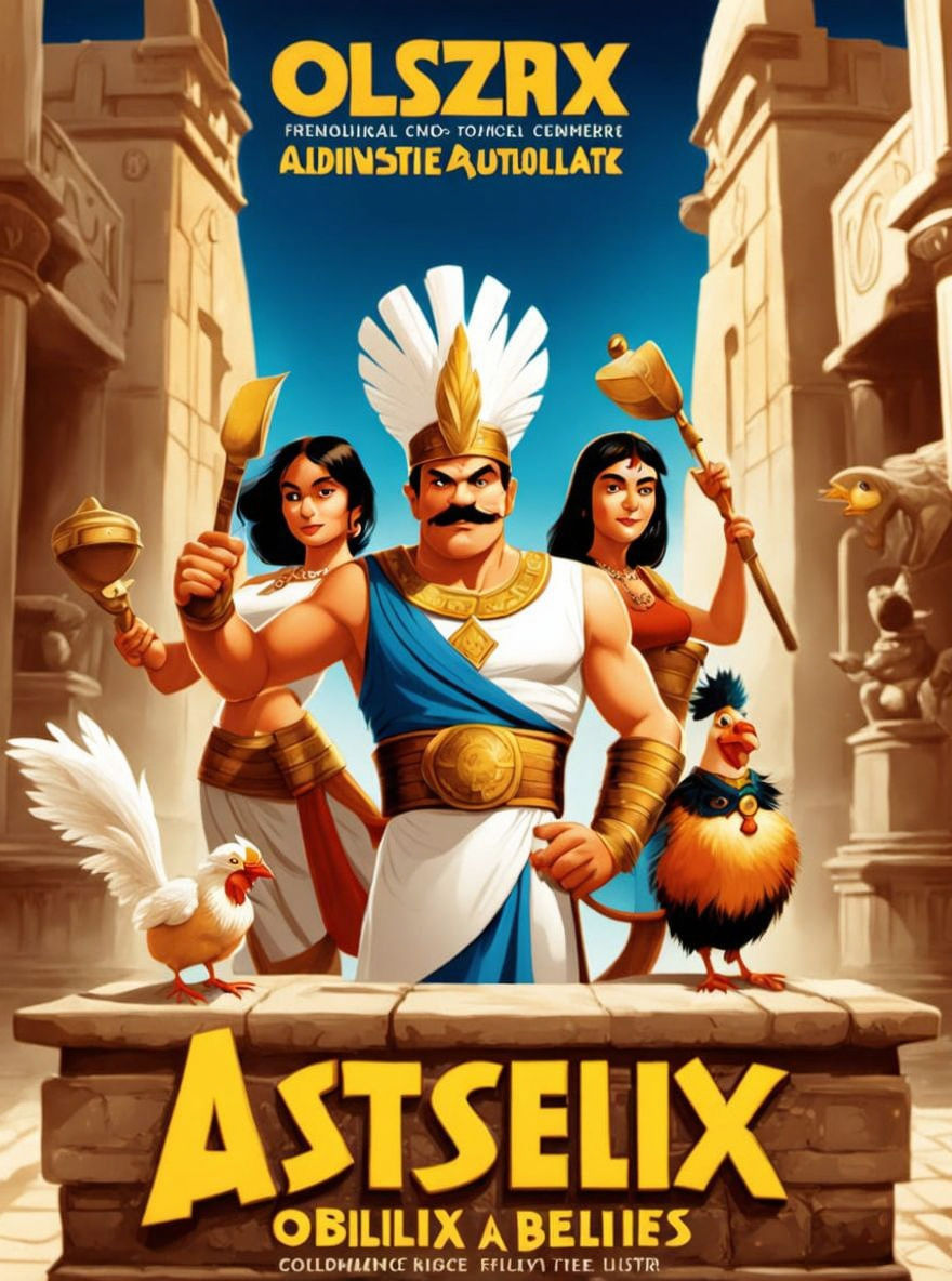 Asterix and Obelix Film Poster with Chickens