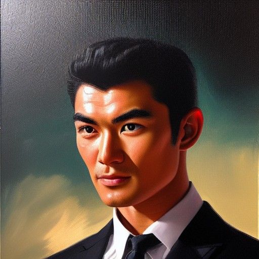 Henry Golding as James Bond: Oil Painting Portrait