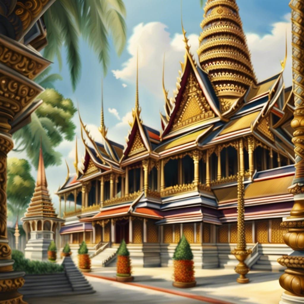Magnificent Thai Royal Palace in Hyperrealistic Colors