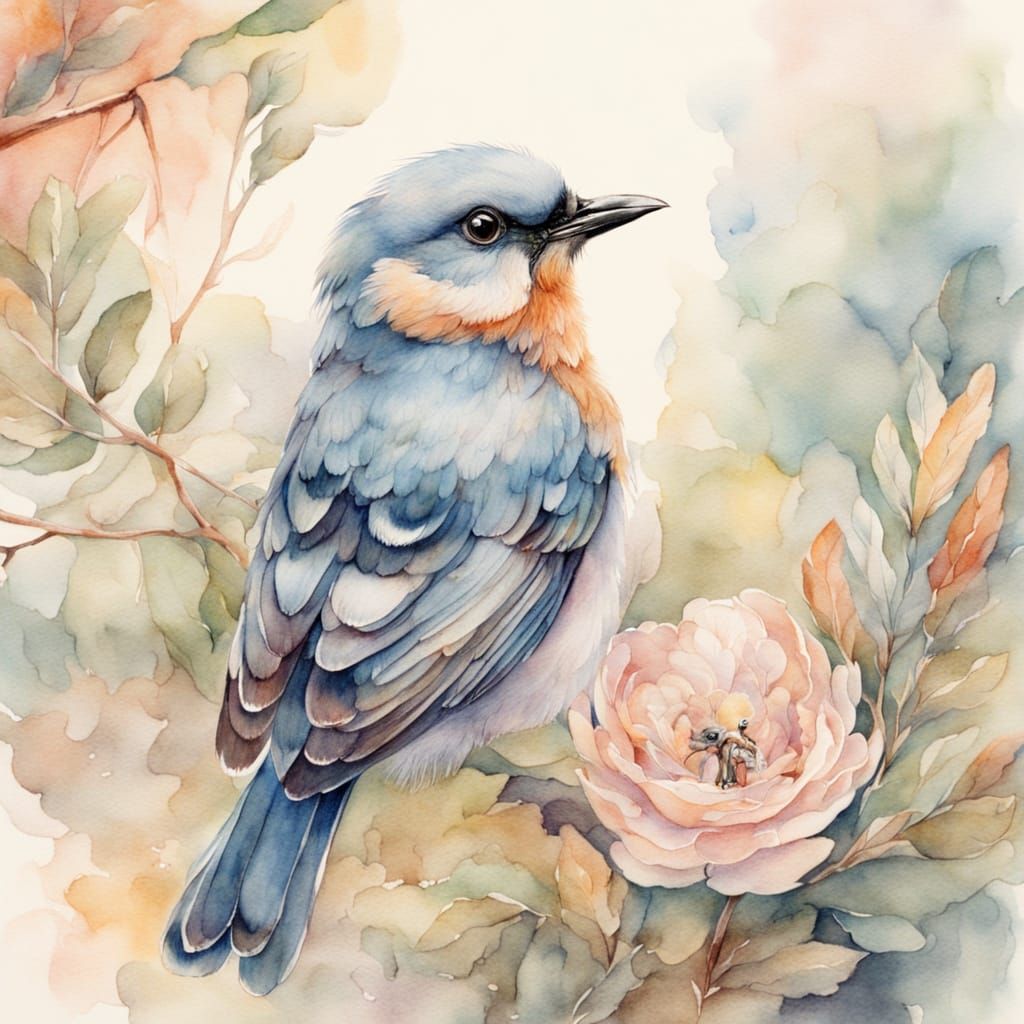 Bird Feeds From Hand: Whimsical Watercolour Illustration