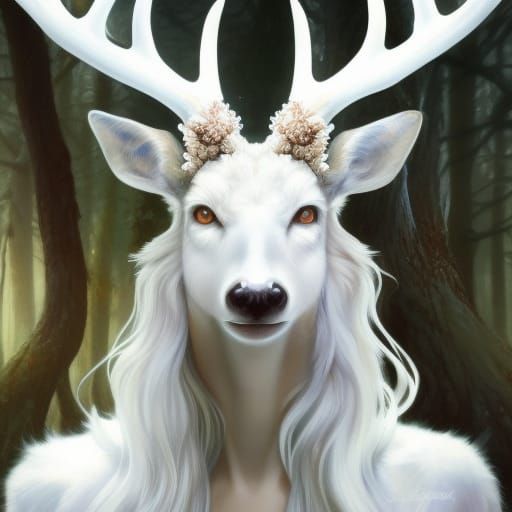 Fantasy Deer Portrait in Hyperdetailed 8k