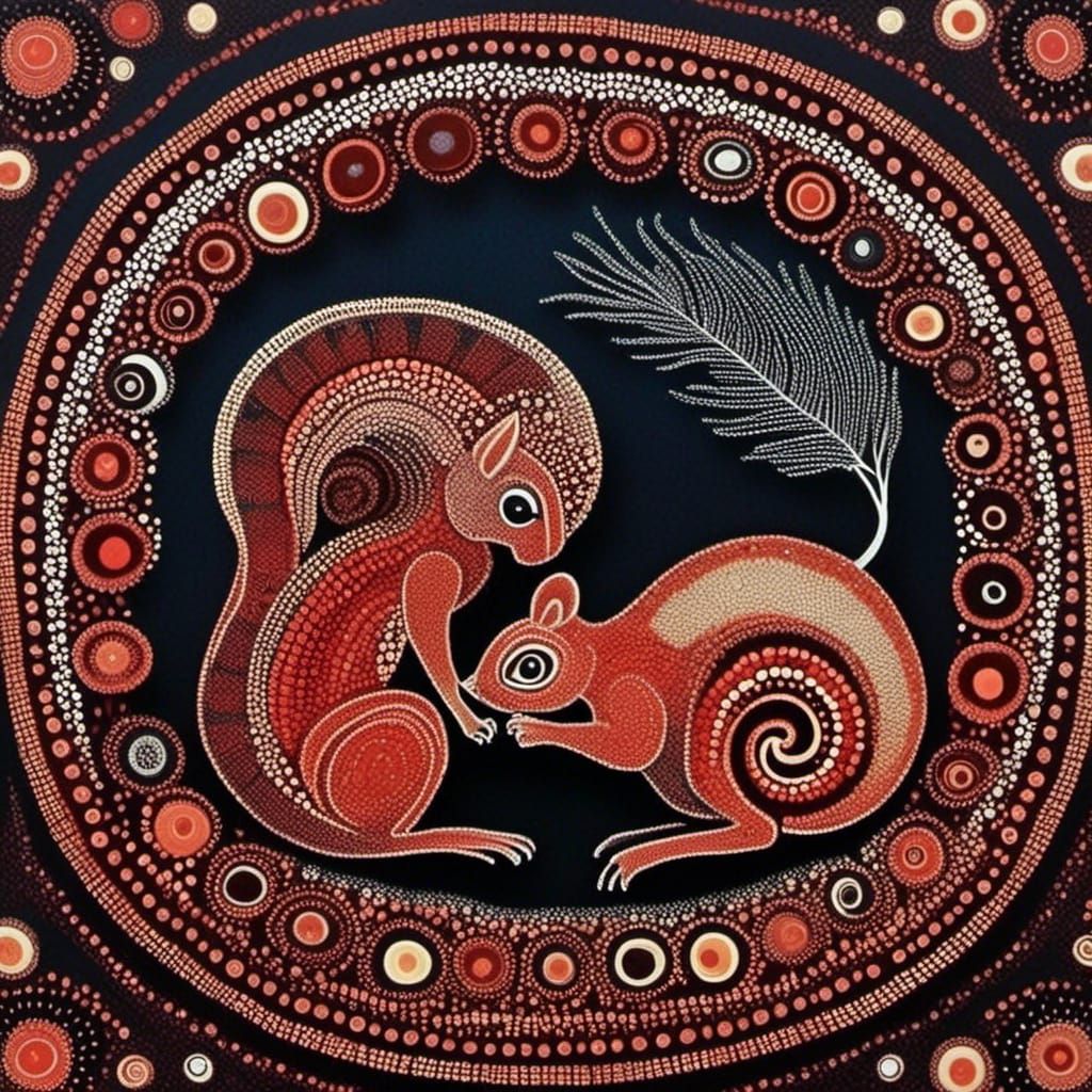 Australian Aboriginal Dot Art of Squirrel