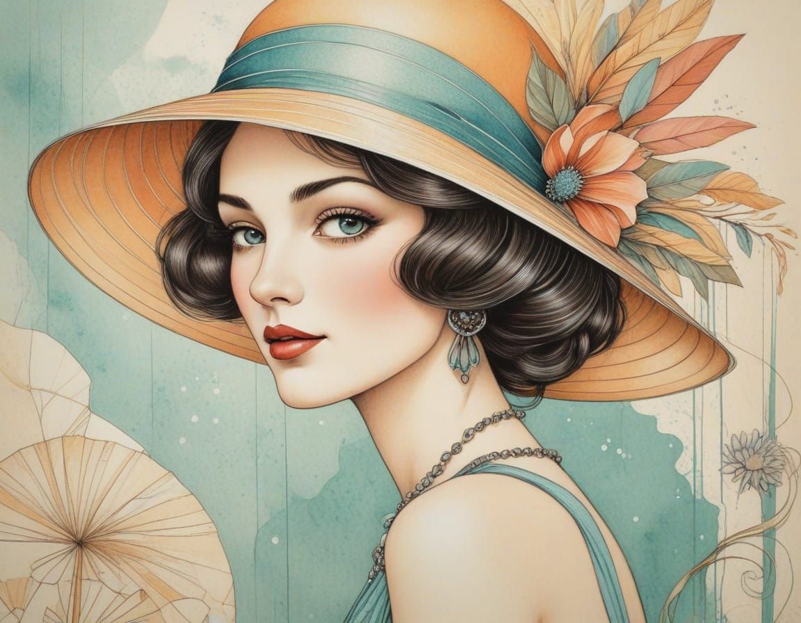 Art Deco Woman in Vibrant Colors