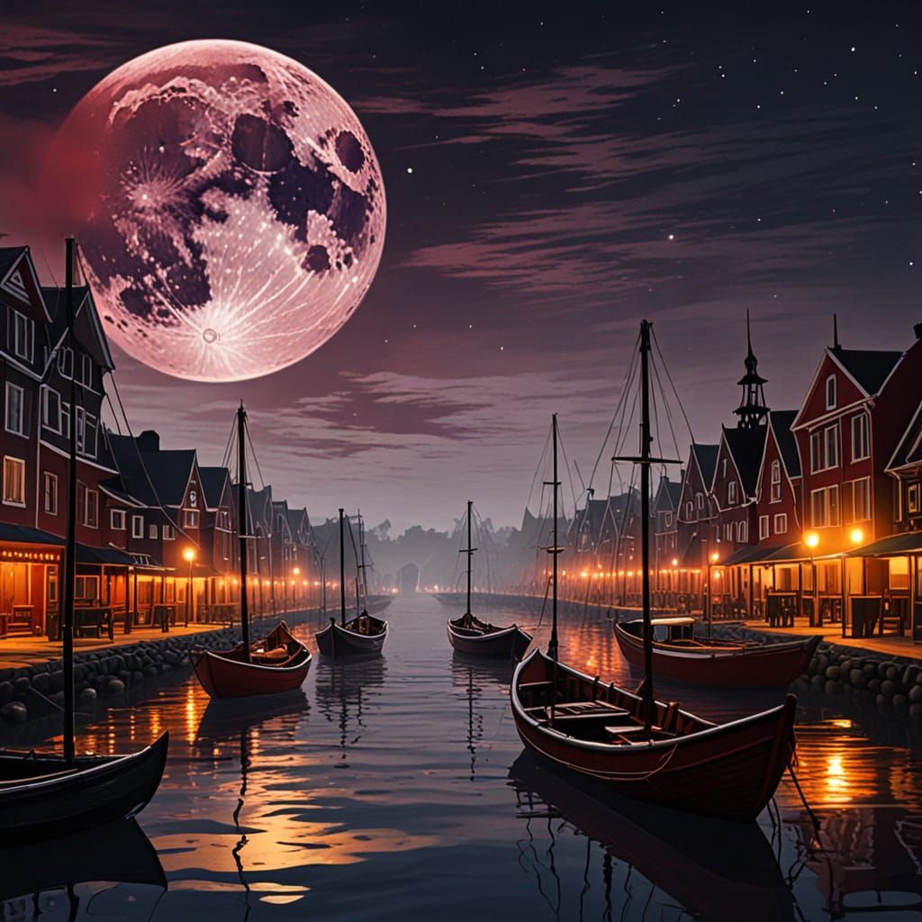 Moonlit Ocean Tides in Darkened Seascape