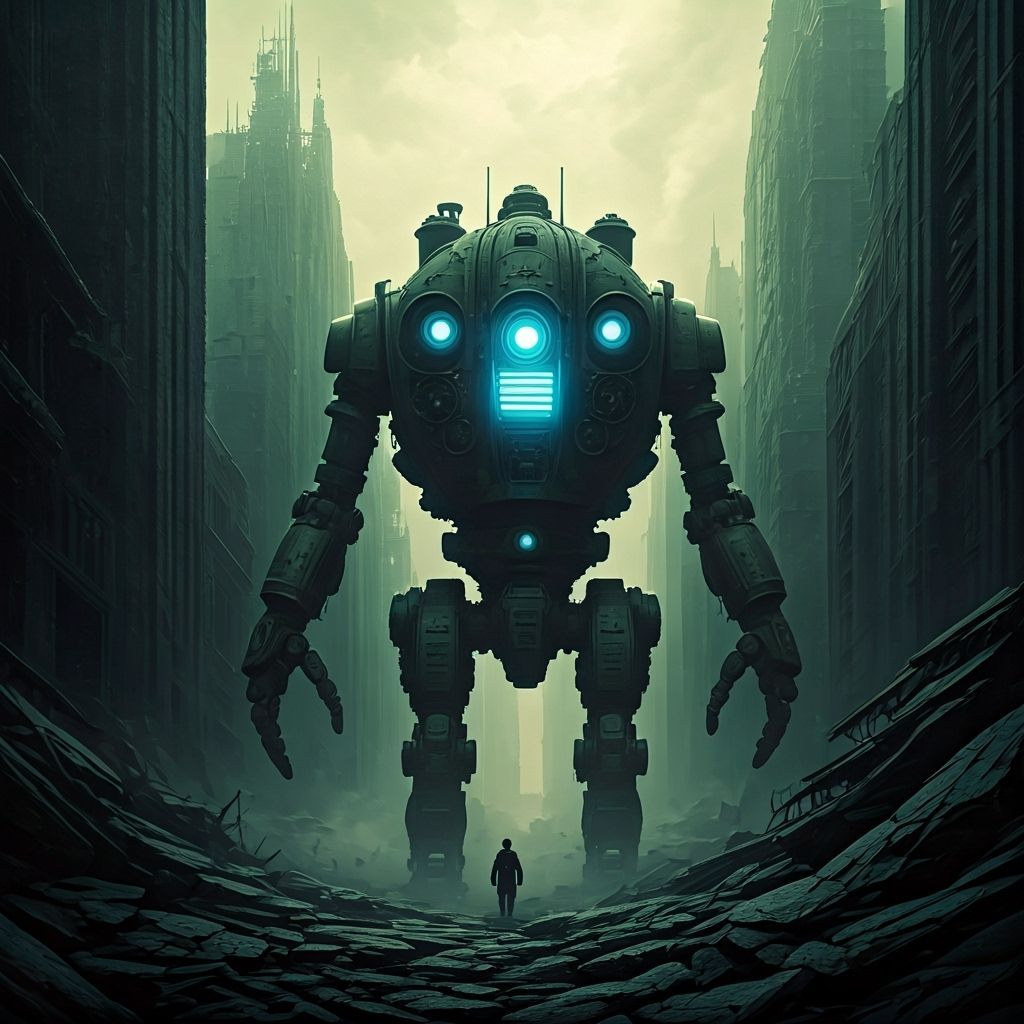 Art Deco Automaton Patrols Forgotten City Ruins