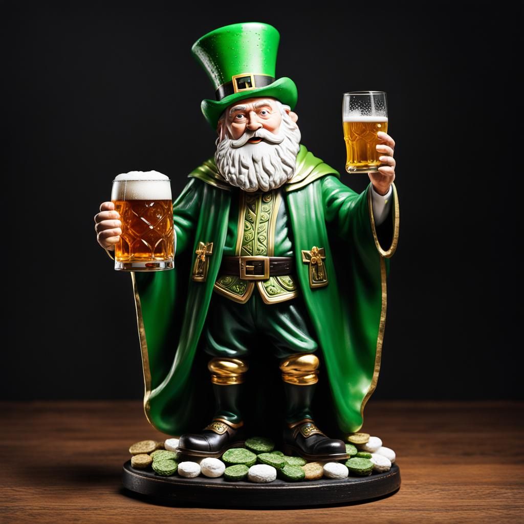 Figurine Saint Patrick avec une pinte de bière