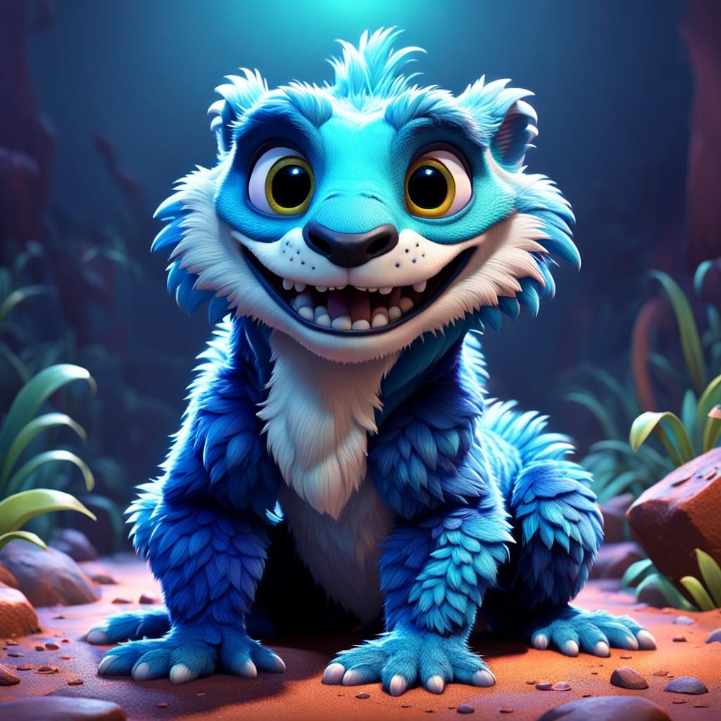 Furry Boa Character in Pixar-Style 3D Art