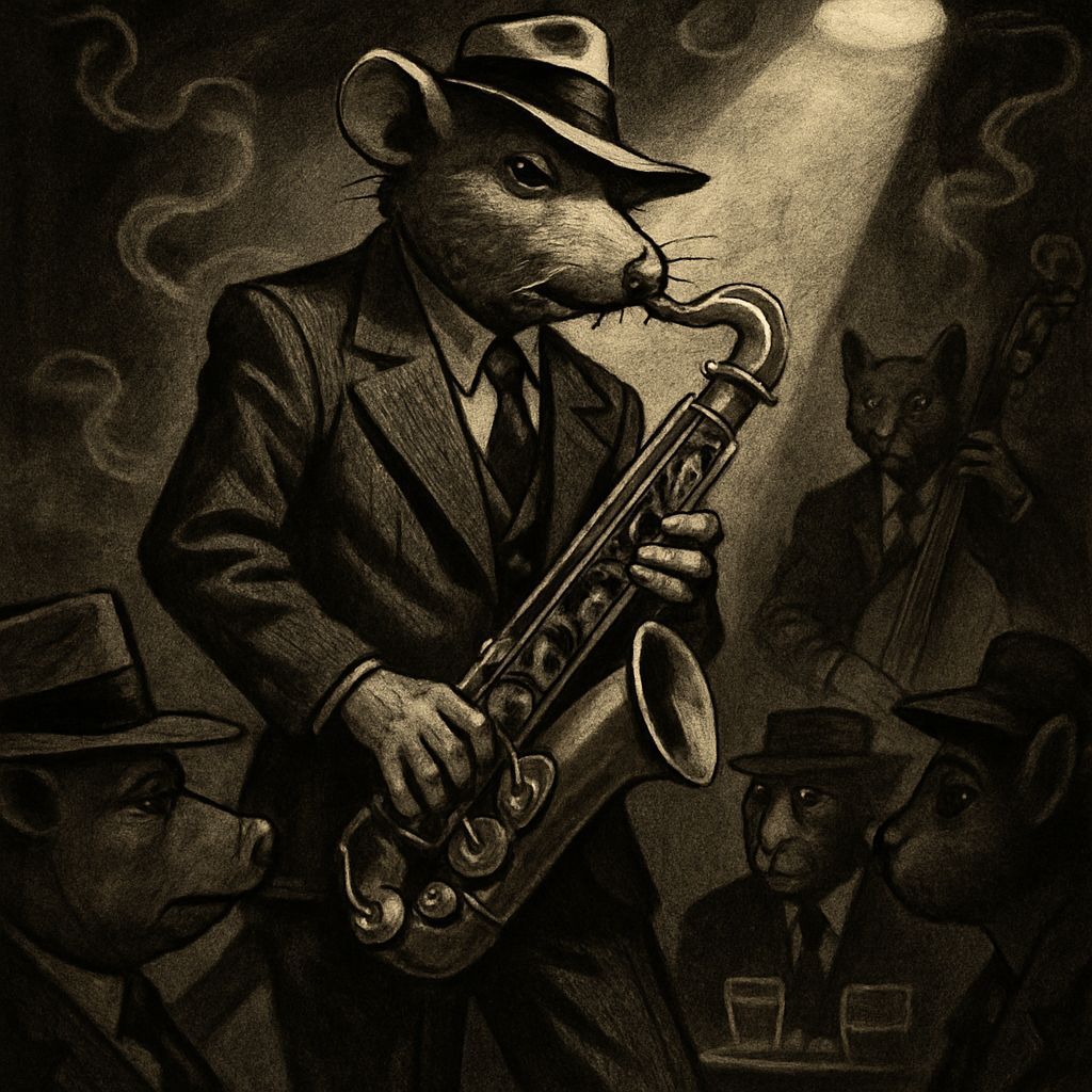 Jazz Rat in Smoky Nightclub Scene
