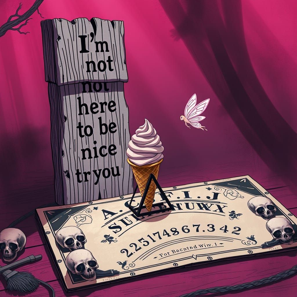 Dark Fantasy Totem Sign and Fairy on Ouija Board