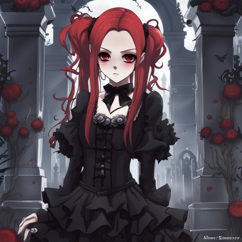 Gothic Woman in Cemetery: Anime Key Visual