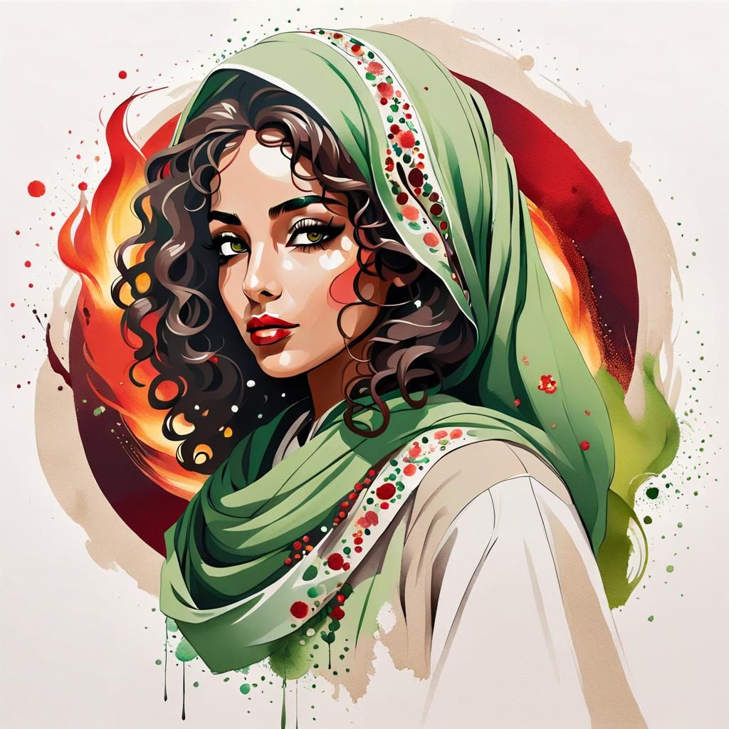 Minimalist Abstract Portrait of an Arabic Woman