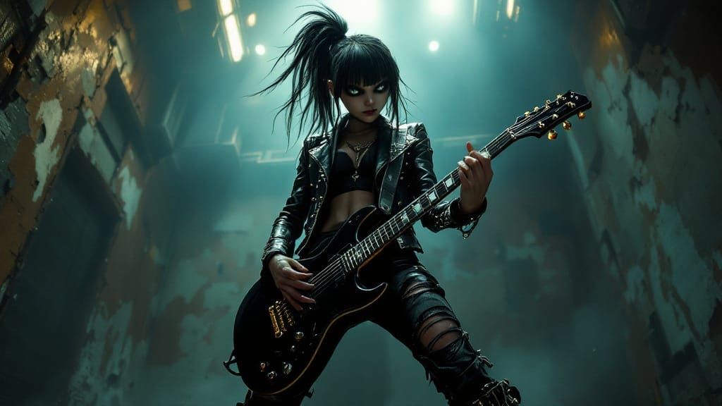 Gritty Rockstar Icon Noodle Unleashed in Powerful Photoreali...