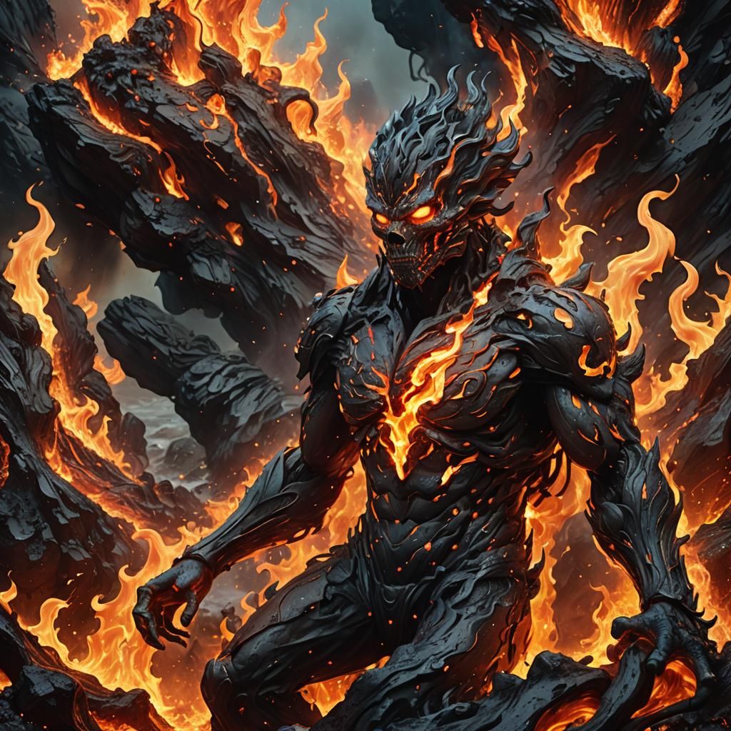 Fiery Lava Elemental in a Digital Art Style